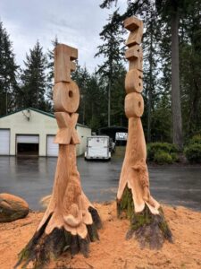 chainsaw carved fox street name address post