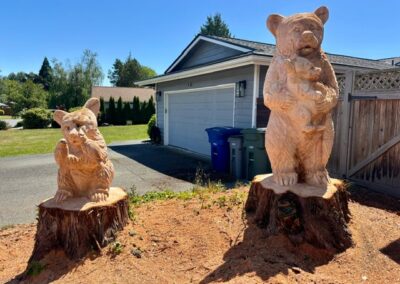 custom chainsaw carved bears tree stump art wa