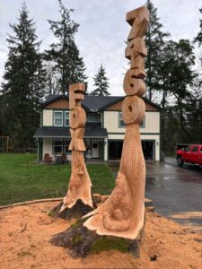 custom fox address sign stump carving gig harbor wa