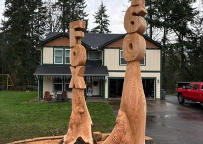 custom fox address sign stump carving gig harbor wa